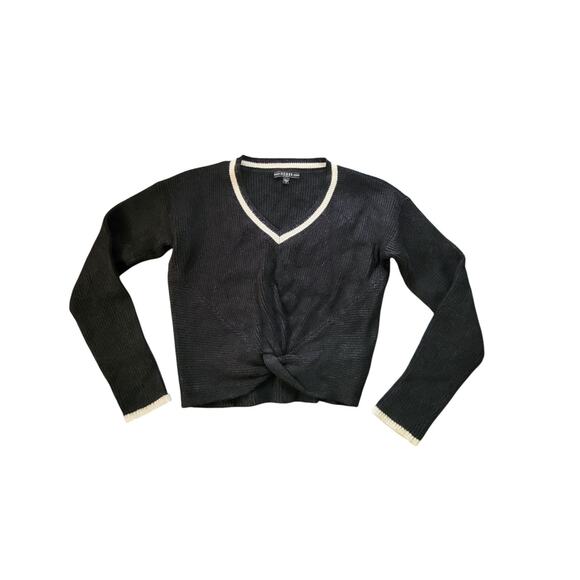 Guess Sweaters - Guess Small Black Long Sleeve V-Neck Knot Front Sweater